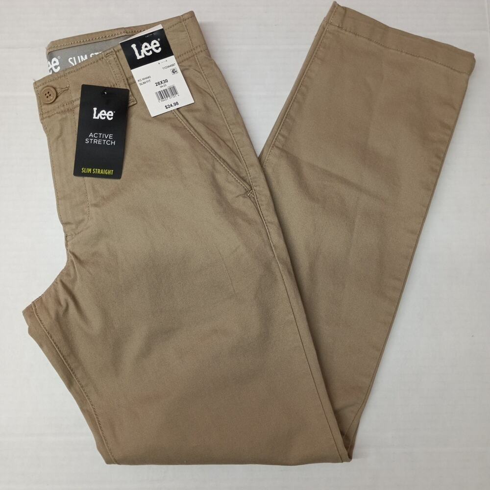 Lee Chino Motion Flex Waist Pants Men's 28x30 Khaki Slim Fit